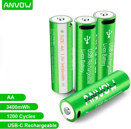 Piles rechargeables MaxiQualis Li-ion AA 1,5 V (4 pièces) - Leader du  marché 3400 mWh