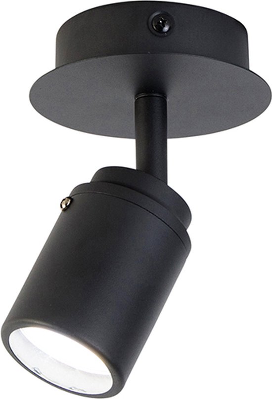 QAZQA ducha - Moderne Dimbare LED Smart Plafondlamp incl. wifi met Dimmer voor badkamer - 1 lichts - Ø 10 cm - Zwart -