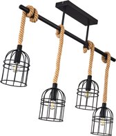 MANDEE.NL - Cote Moderne Plafondlamp 4-lichtbronnen - LED Hanglamp - Hangverlichting - E14 Fitting - 4-lichts - Rechthoek - Mat Zwart