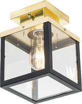 QAZQA rotterdam - Industriele Plafondlamp voor buiten - 1 lichts - L 16 cm - Zwart Goud - Industrieel - Buitenverlichting