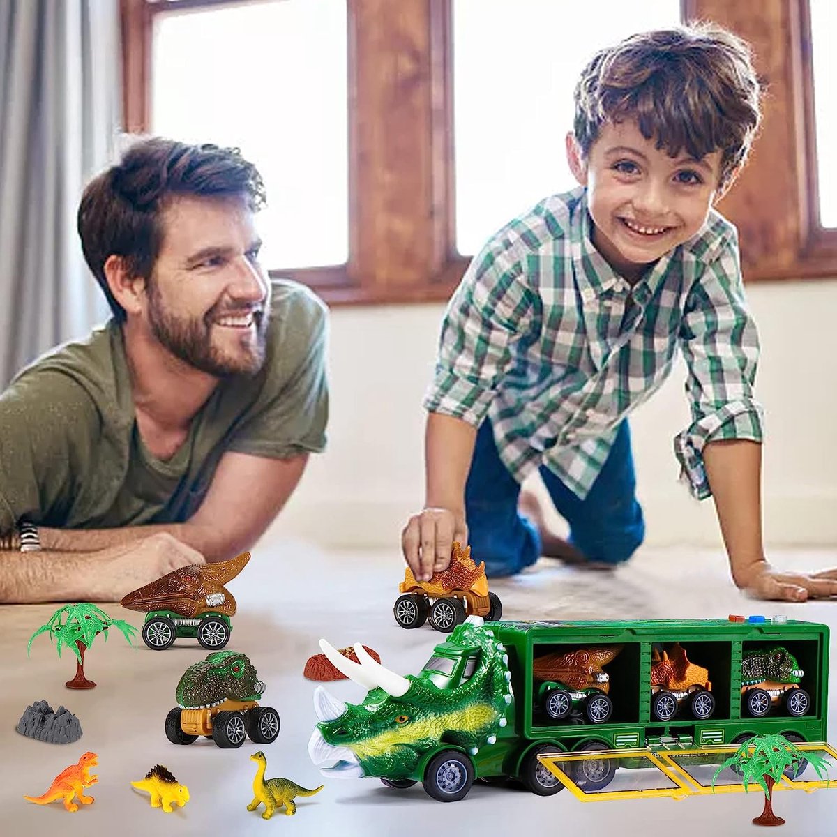 Dinosaurus Truck - speelgoed dinosaure, voiture enfants avec 3 mini  voitures
