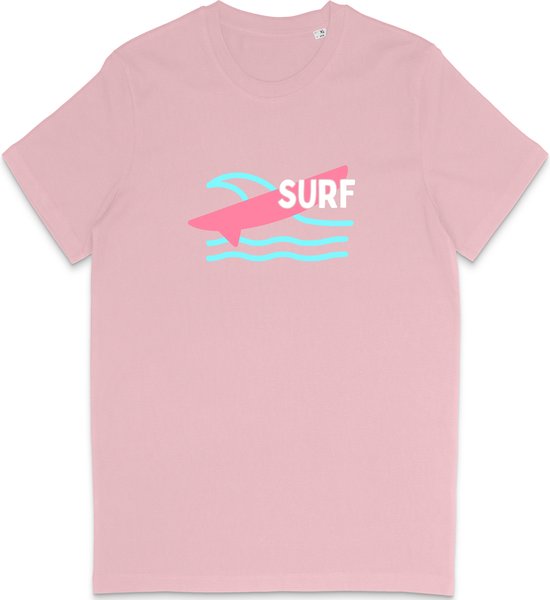 T Shirt Heren Dames - Surf - Grafische Print - Roze- L