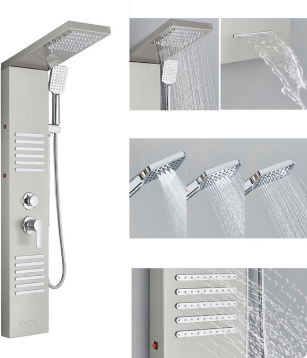 Douchepaneel Regendouche SaniSupreme® Capri zilver brush