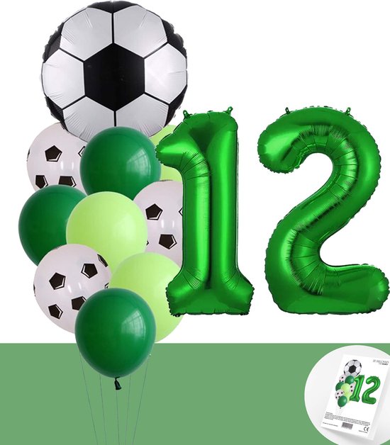 Voetbal Verjaardag * Ballonnen Set 12 Jaar * Hoera 12 Jaar * Jarig Voetbal * Voetbal Fan * Snoes * 80 CM * Voetbal Versiering * Birthday