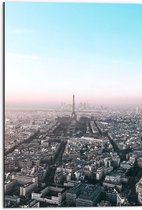 Dibond - Parijs - Eiffeltoren - Stad - Gebouwen - Kleuren - 50x75 cm Foto op Aluminium (Wanddecoratie van metaal)