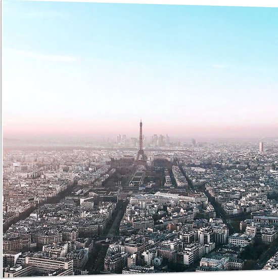 PVC Schuimplaat - Parijs - Eiffeltoren - Stad - Gebouwen - Kleuren - 80x80 cm Foto op PVC Schuimplaat (Met Ophangsysteem)