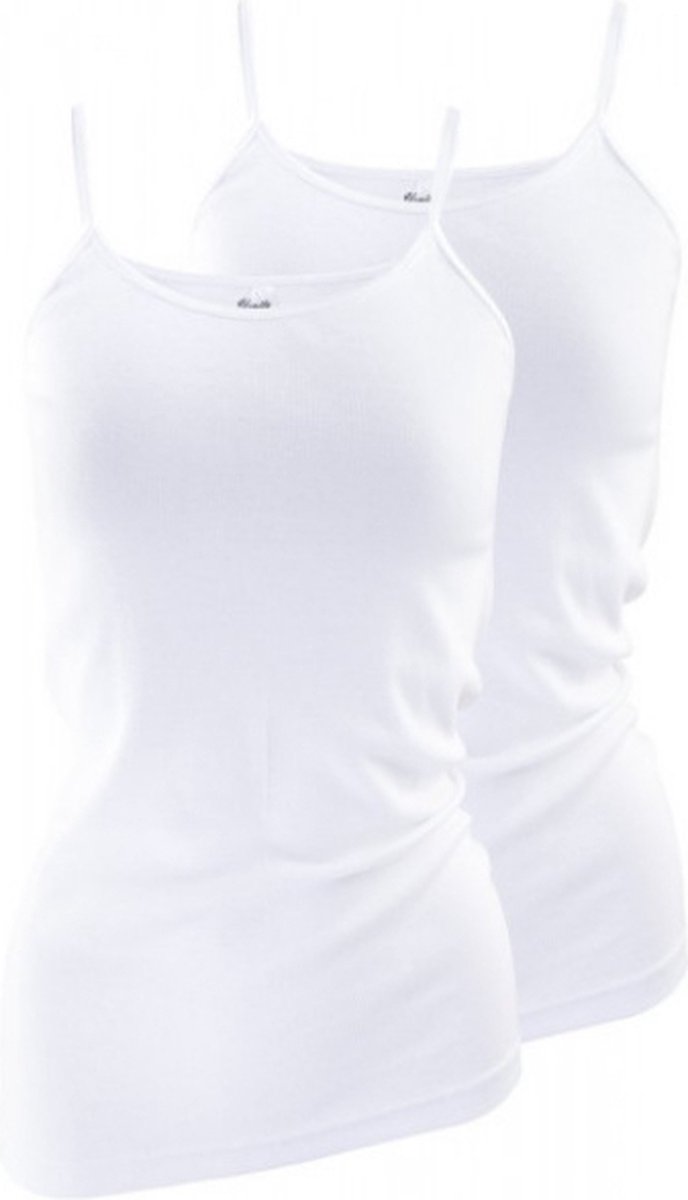 2 stuks dames onderhemd - spaghettiband - 100% katoen - Wit - Maat - 48/50 (XL)
