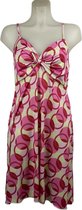 Angelle Milan – Travelkleding voor dames – Roze/gele Jurk met Bandjes en Twist - Mouwloos – Ademend – Kreukherstellend – Duurzame jurk - In 5 maten - Maat S