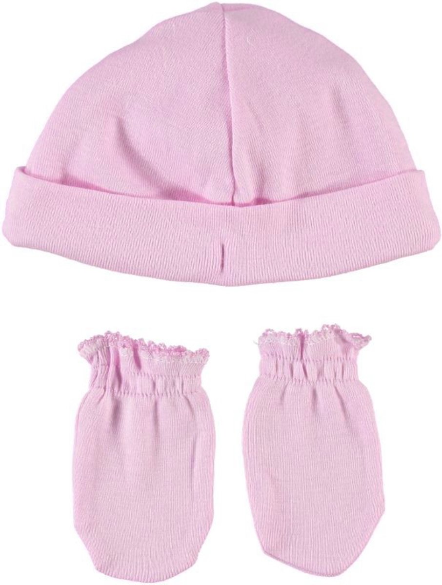 PULL ON HAT AND MITTEN SET (Pink)
