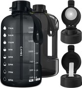 Cavos - Bouteille d'eau Motivation - Bouteille d'eau avec marque de temps - 2L - Bouteille d'eau avec paille - Sans BPA