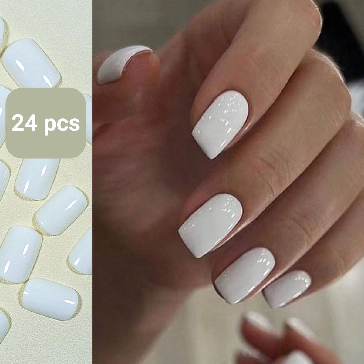 Goedkoopste GUAPÀ® Plaknagels | 24 stuks valse nagels | Press On Nails | Nepnagels | Kunstnagels | Compleet plaknagels starterspakket | Nagels stickers | 24 stuks plaknagels Wit