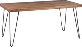 Rootz eettafel massief hout Sheesham 120cm eettafel houten tafel Metalen poten keukentafel Landhaus donkerbruin