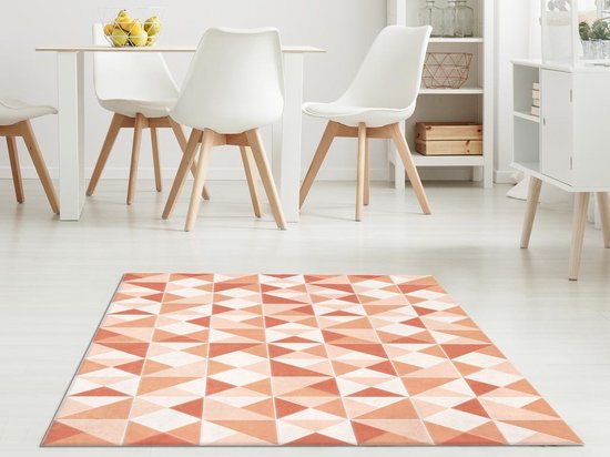 OZAIA Geometrisch tapijt van vinyl - 120 x 180 cm - Oranje - MYRALA L 180 cm x H 1.5 cm x D 120 cm