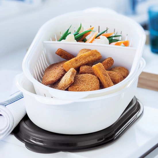 Boîte Ovale Tupperware 1,2L – Jaune/Blanc – Idéale Céréales, Fruits Secs – Jamais Servie