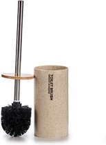 Toiletborstel Beige Zilverkleurig Metaal Hars Bamboe 9,6 x 37,5 x 9,6 cm (6 Stuks)