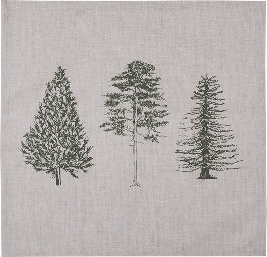 Clayre & Eef Serviettes Coton set de 6 40x40 cm Beige Vert Coton Sapins