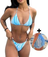 BIKINI SET 3pcs Blauw - Ariya Bikini Women, Bikini Women, Sexy Bikini, Stylish Bikini Set - 2023 - Coussinets Amovibles - 3pcs set