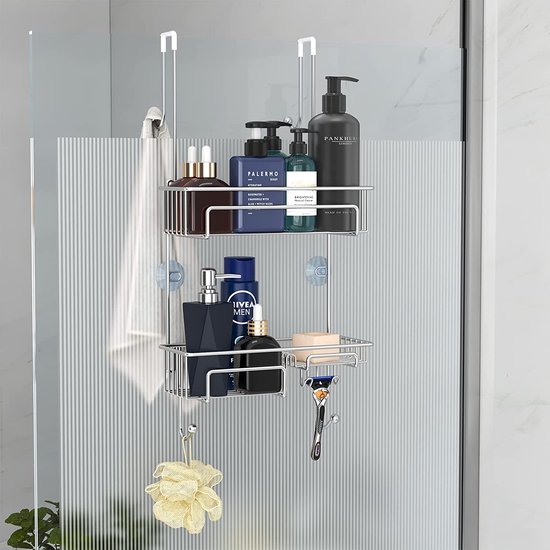 Etagere salle de bain pour shampoing et gel douche Rangement douche chromé  Etagere douche sans perçage