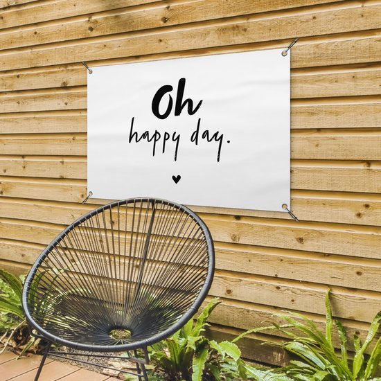 Affiche de jardin - Été - Citations - Oh happy day - Dictons - Jardin - 90x60 cm - Décoration murale - Toile de jardin - Texte d'affiche de jardin