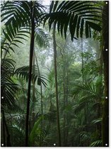 Muurdecoratie buiten Regenwoud - Tropisch - Jungle - Bomen - Planten - 120x160 cm - Tuindoek - Buitenposter
