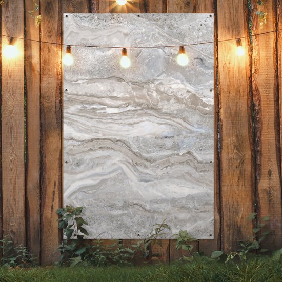 Muurdecoratie Marmer - Textuur - Grijs - 120x180 cm - Tuinposter - Tuindoek - Buitenposter