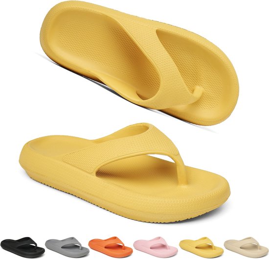 Geweo Badslipppers - Slippers Homme/Femme - Tongs Eté Tongs - Jaune - Taille 37/38