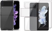 Hoesje geschikt voor Samsung Galaxy Z Flip 5 - 2x Screen Protector FlexGuard - Back Cover Case ShockGuard Transparant & Screenprotector