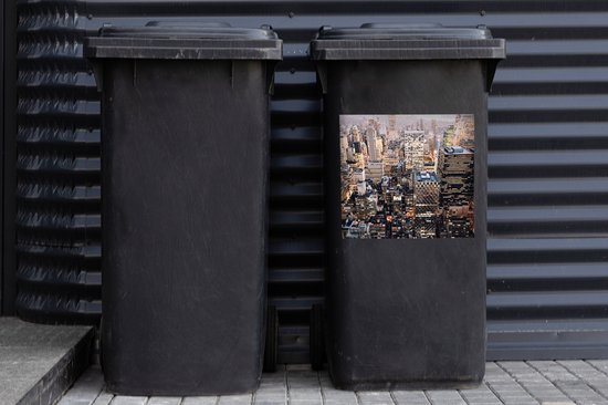 Container sticker New York (vierkant) - Manhattan van boven Klikosticker - 40x40 cm - kliko sticker - weerbestendige containersticker