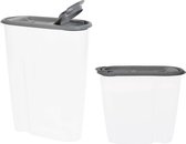 Voedselcontainer strooibus - grijs - 1,5 en 2,2 liter - kunststof