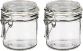 Vivalto Bocaux de conservation/ bocaux de stockage - 2x - Tarro - 250 ml - verre - fermeture pivotante - D11 x H10 cm