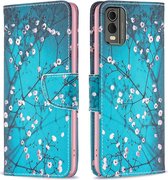 Nokia C32 Hoesje Portemonnee Book Case Blossom Print