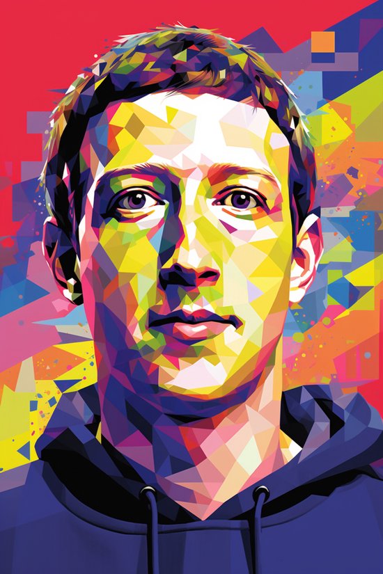 Mark Zuckerberg Poster | Facebook Poster | Poster Zuckerberg | Pop Art | Woondecoratie | 61x91cm | Geschikt om in te Lijsten