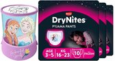 DryNites Luierbroekjes Girl 3-5 jaar Voordeelbox + Gratis Frozen Led Projector Lamp Pakket