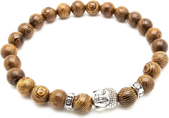 Sorprese armband - Buddha Wood - armband heren - bruin - cadeau - Model N