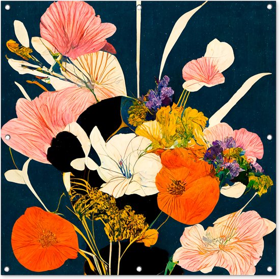 Toile de jardin Fleurs - Vase - Tableau - Plantes - 100x100 cm