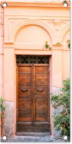 Affiche de jardin Bois - Porte - Pastel - Architecture - 30x60 cm - Toile de jardin - Affiche extérieure