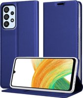 Cadorabo Hoesje geschikt voor Samsung Galaxy A33 5G in CLASSY DONKER BLAUW - Beschermhoes met magnetische sluiting, standfunctie en kaartvakje Book Case Cover Etui