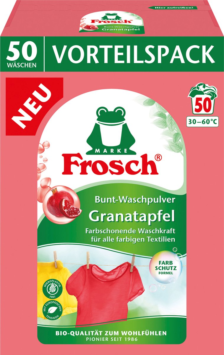 Frosch Color Waspoeder Wasmiddel Granaatappel, 50 wasbeurten