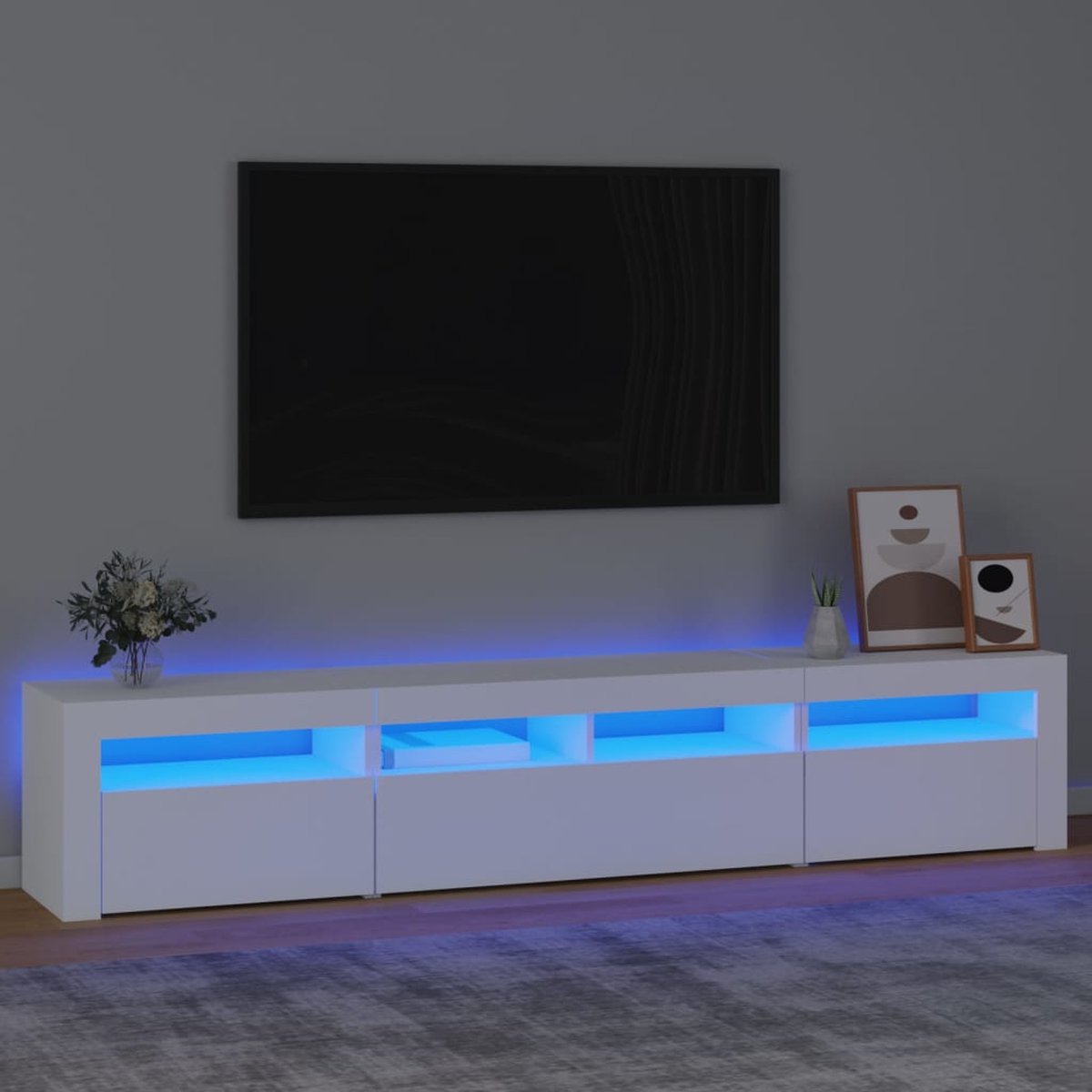 vidaXL Meuble TV avec lumières LED Noir 200x35x40 cm