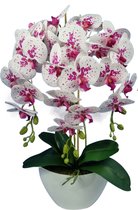 Damich - Kunst Orchidee in Bloempot - Voor binnen - Hoogte ca. 60cm - Wit/rood