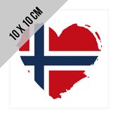 Stickers Noorwegen | 10 x 10 cm | Vlag in hartvorm | Noorse vlag | Norway | Norvège | Hart | Heart | Autosticker | 2 stuks