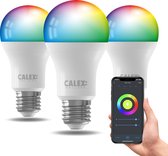 Lampe Intelligente Calex - Set de 3 pièces - Siècle des Lumières LED Wifi - E27 - Source de Lumière Smart - Dimmable - RVB et Wit Chaud - 9.4W