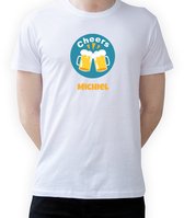 T-shirt met naam Michiel|Fotofabriek T-shirt Cheers |Wit T-shirt maat L| T-shirt met print (L)(Unisex)