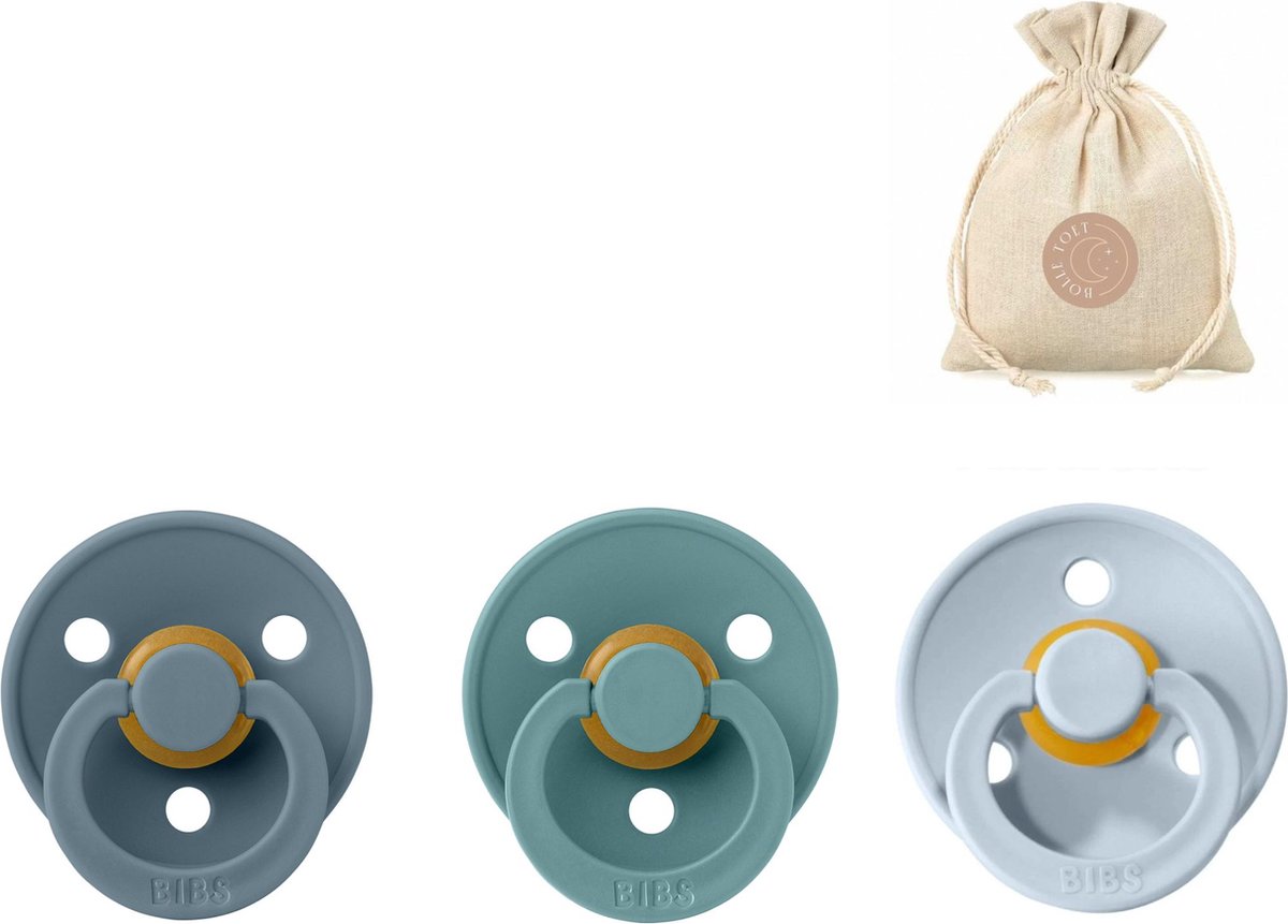 Goedkoopste BIBS fopspenen T1 speenzakje BolleToet - petrol, island sea, baby blue - 0-6 maanden