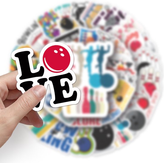Autocollants Bowling avec Quilles, Boules, Quilleurs et Textes - Klein format 4x4CM