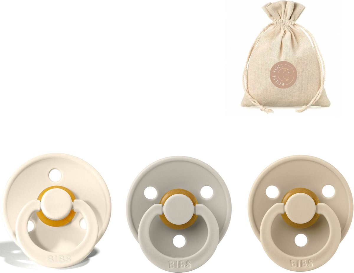 Goedkoopste BIBS fopspenen T2 speenzakje BolleToet - ivory, vanilla en sand - 6-18 maanden