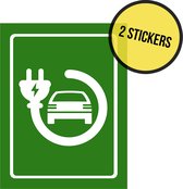 Pictogram/ sticker | Oplaadpunt elektrische wagens | 19 x 25 cm | Parkeren | Laadpaal | Oplaadstation | Laad station | Laden | Auto opladen | Eco | Voorbehouden | Parkeersignalisatie | 2 stuks