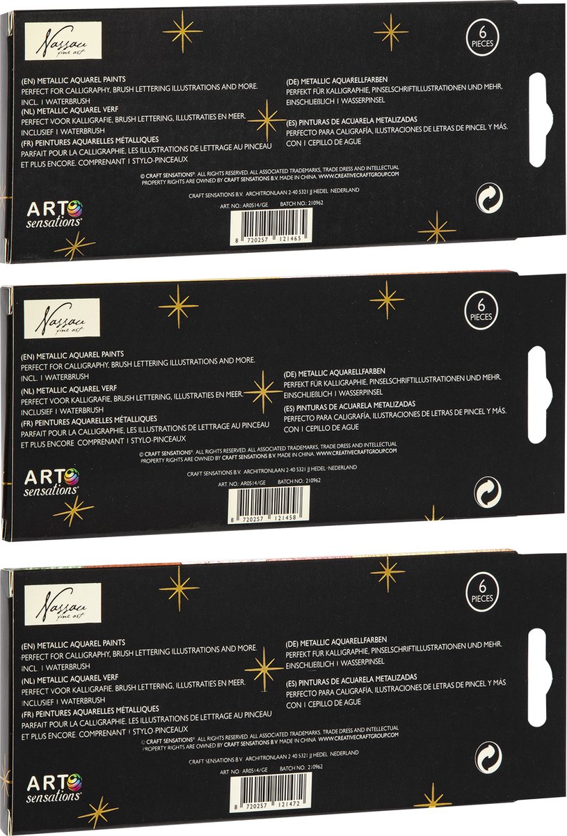 Aquarelverf Metallic - 18 Kleuren - Inclusief 3 Waterbrush - Perfect voor Kalligrafie, Brush Lettering, Illustraties - metallic aquarelverf — afbeelding 6