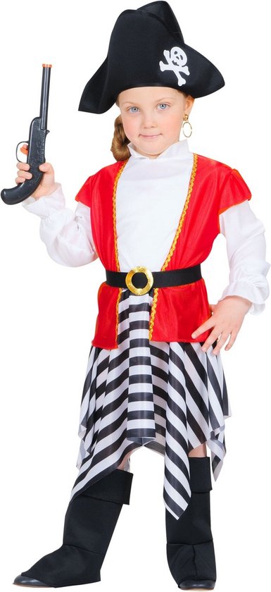 Widmann - Piraat & Viking Kostuum - Kaper Kapitein Zilvervloot Kind Kostuum - Rood, Zwart / Wit - Maat 98 - Carnavalskleding - Verkleedkleding