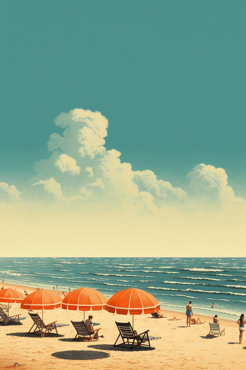 Strand Vintage Poster - Vintage - Strand - Woondecoratie - posters - formaat 60x90cm - 567